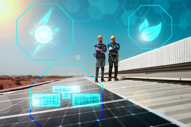 Free Stock Photo of Engineers consult on solar panel installation ...