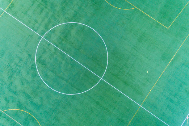 istock artificial grass soccer field aerial view with drone 2138630890