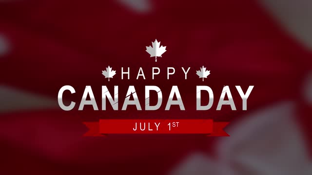 Text celebrate Canada Day animation. Canada flag waving. National flag of Canada. 1st july. Independence day Canada. Background animation 4K.