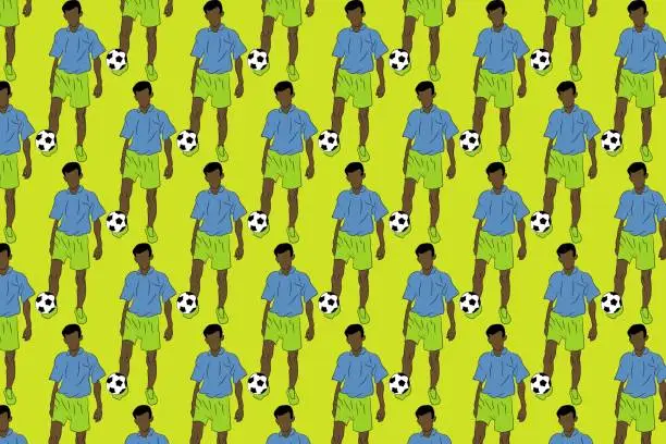 Vector illustration of Soccer player with ball pattern poster