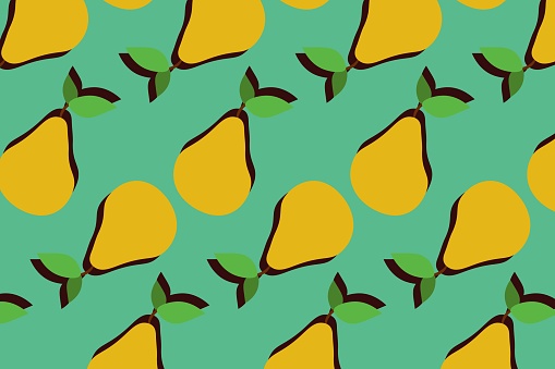 Yellow pear pattern poster vector for commercial use and design, minimalism retro style illustration.