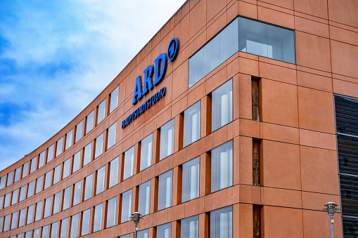 ARD company building, German Working group of public broadcasters of Federal Republic Germany, television and radio, reliable and informative broadcasting, Berlin, Germany - February 17, 2024