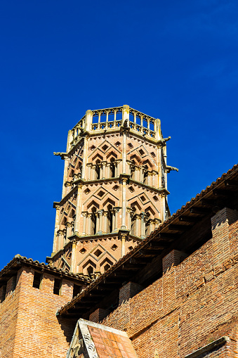 Bell tower of the Cathedral of the Nativity of Mary in Rieux-Volvestre, near Toulouse