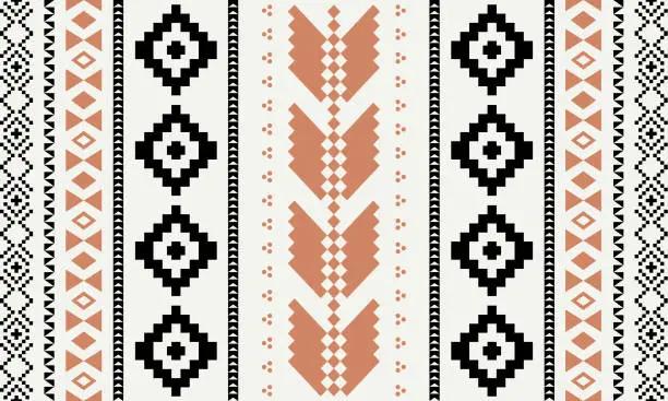 Vector illustration of Rug carpet background Geometric ethnic oriental ikat