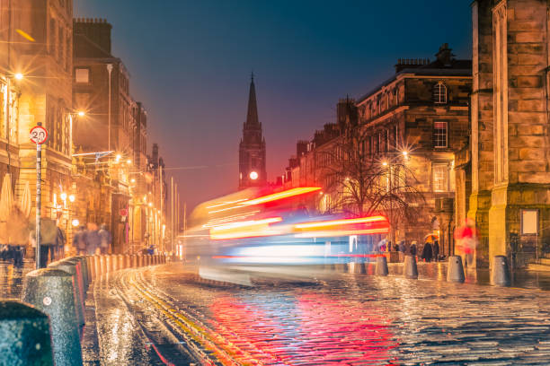 istock Car light trails  in Edinburgh Old Town, Scotland 2138778785