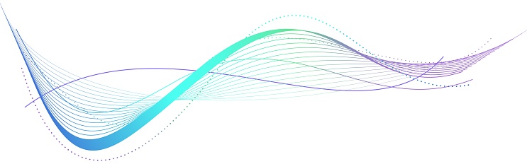 Data visualization, Future technology, Digital era, Information technology. Purple-blue-green gradient smooth wave lines for banner, presentation, web design. Futuristic technology concept. Design element