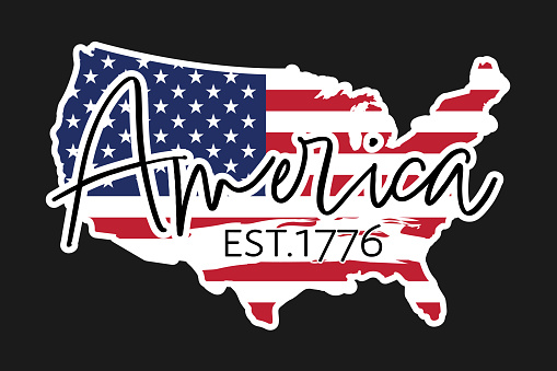 America est. 1776 United States Map Independence Day 4th of July USA Patriotic Sticker