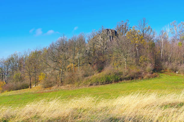 the mountain Grosser Stein in Zittau Mountains, autumn