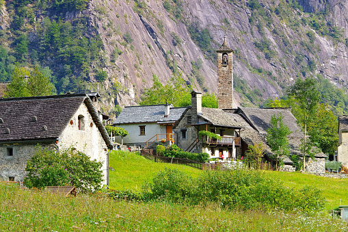 the small village San Carlo in the Bavona Valley, Ticino in Switzerland