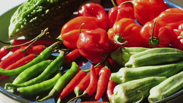 Mexican pepper, mix of the freshest and hottest chili peppers. Hot peppers on the kitchen.