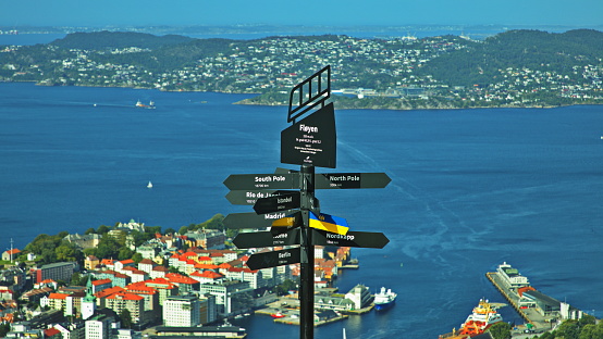View of Bergen from the mountain Floyen in Norway, Europe