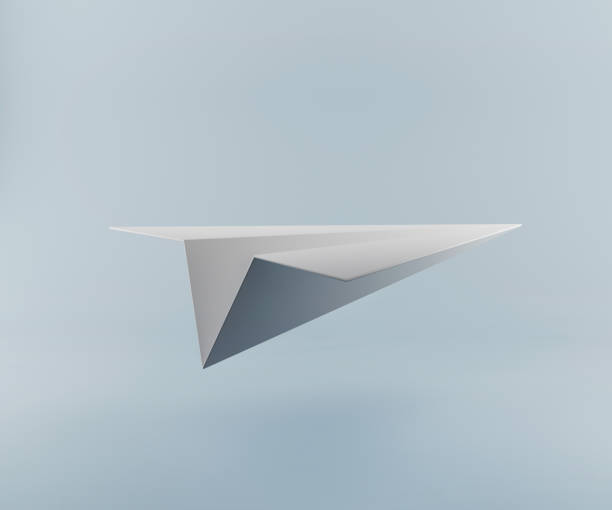istock Paper airplane on blue background rendered in 3D 2138876217