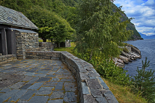 Resting place Tyrvefjora on the scenic route Hardanger in Norway, Europe