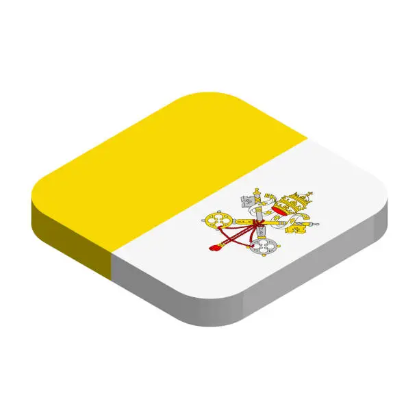 Vector illustration of Rounded square isometric vector flag of Vatican City