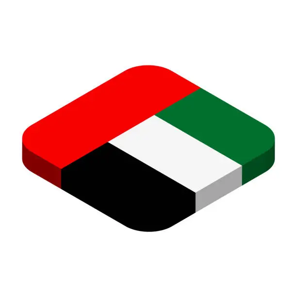 Vector illustration of Rounded square isometric vector flag of United Arab Emirates