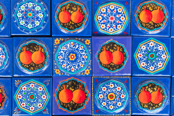 Khiva, Xorazm Region, Uzbekistan, Central Asia. Beautiful traditional decorative tile in Khiva.