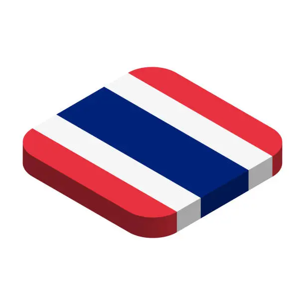 Vector illustration of Rounded square isometric vector flag of Thailand