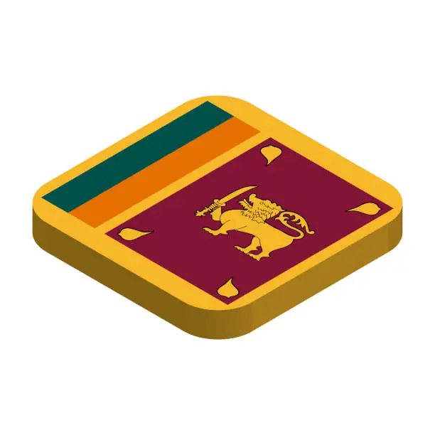 Vector illustration of Rounded square isometric vector flag of Sri Lanka