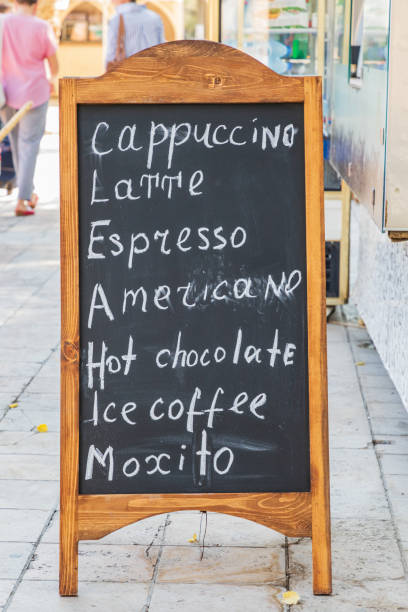istock Chalkboard menu outside a cafe in Bukhara. 2138908630