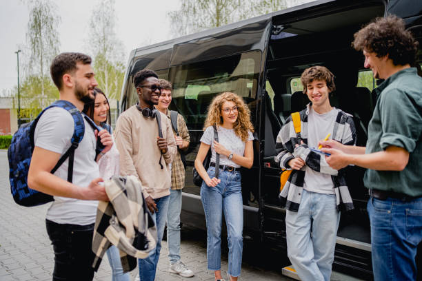 Group of students ready to travel