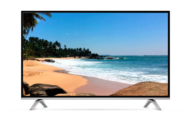 Smart TV with tropical beach on screen