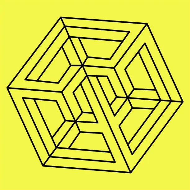 Vector illustration of Impossible geometric graphics. Optical illusion. Sacred geometry.