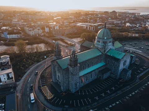 Views of Galway Cathedral in Galway, Ireland by Drone