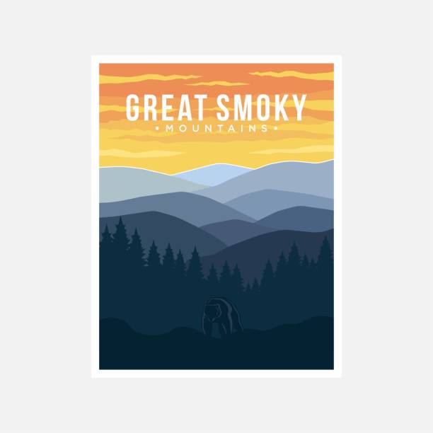 그레이트 스모키 국립 공원 포스터 벡터 일러스트 레이 션 디자인 - great smoky mountains great smoky mountains national park panoramic sunrise stock illustrations