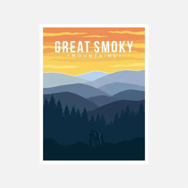 Vector illustration of Great Smoky national park poster vector illustration design