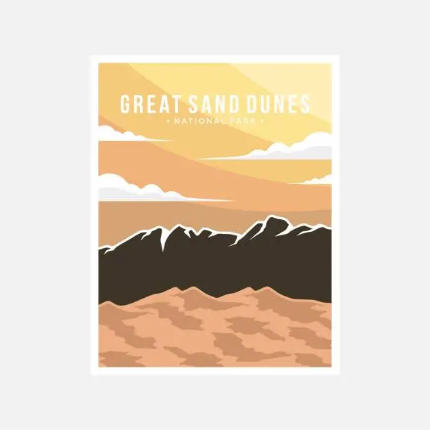 Vector illustration of Great Sand Dune national park poster vector illustration design