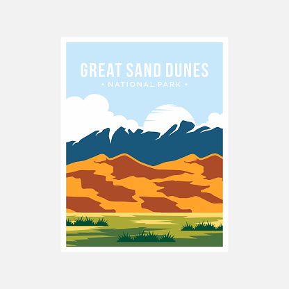 Great Sand Dune national park poster vector illustration design