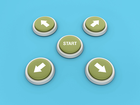 START Push Button - Colored Background - 3D Rendering