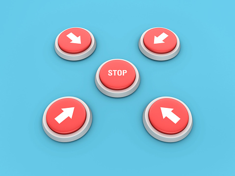 STOP Push Button - Colored Background - 3D Rendering