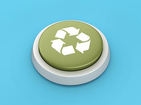Recycling Push Button - Colored Background - 3D Rendering
