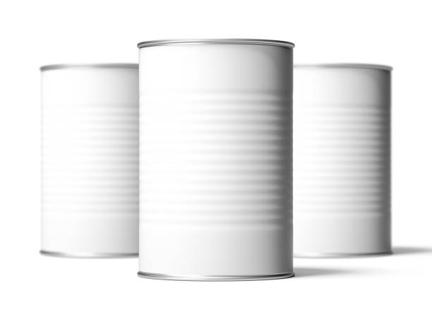 Food Tin Can Mockup 3D Rendering Isolated Background.