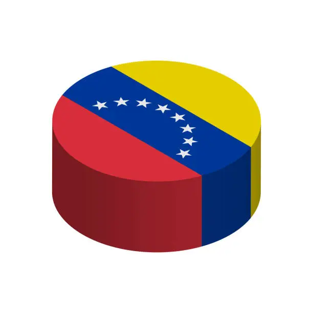 Vector illustration of Isometric 3D circle vector flag of Venezuela