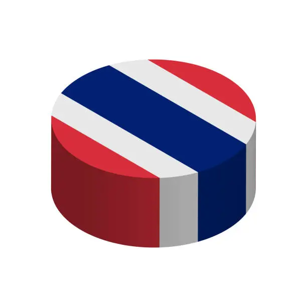 Vector illustration of Isometric 3D circle vector flag of Thailand