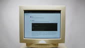 Retro Pc With Loading Code Console Programmer Making Scripts Green ...