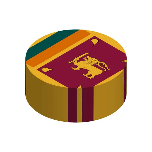 Vector illustration of Isometric 3D circle vector flag of Sri Lanka