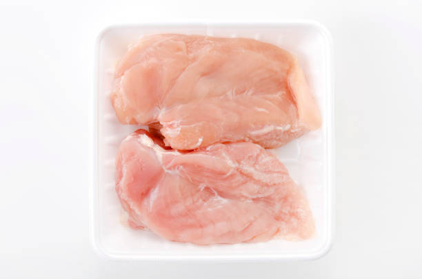 Chicken breast on a plate on a white background