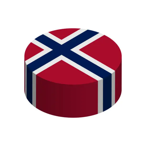 Vector illustration of Isometric 3D circle vector flag of Norway