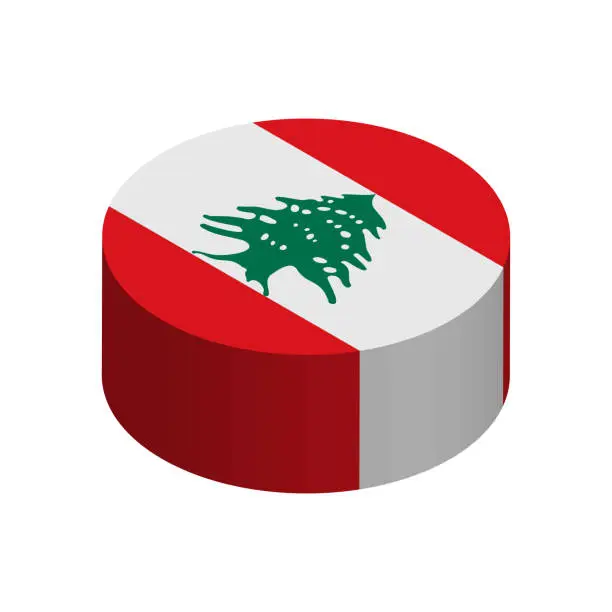 Vector illustration of Isometric 3D circle vector flag of Lebanon