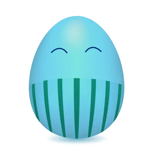 Vector illustration of Anthropomorphic happy Easter egg-male cyan color with striped pants