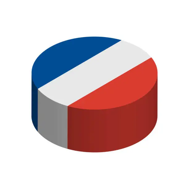 Vector illustration of Isometric 3D circle vector flag of France