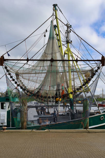 istock a boat with a tall sail next to a pier with several docked boats 2139114051