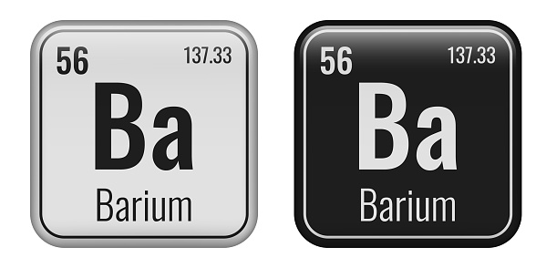 Barium symbol. Chemical element of the periodic table. Vector illustration isolated on white background. Glass sign.