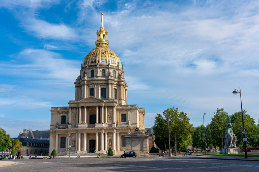 Dome of the Invalides building where Napoleon Bonaparte's tomb is located in the French capital. Paris. France. August 8, 2023.