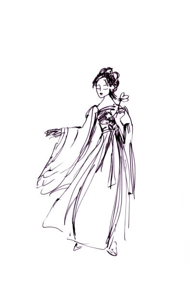 istock Chinese dancer, Chinese style painting on rice paper 2139292031