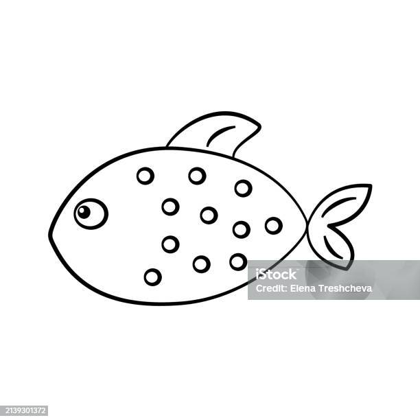 Simple Fish Contour Tropical Fish Contour Outline Drawing Isolated Cutout Black And White ...