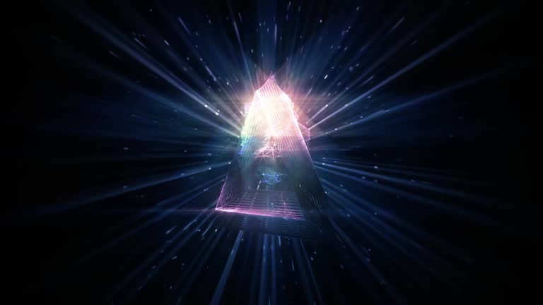 4k Retro Space Spin Triangle Motion Background